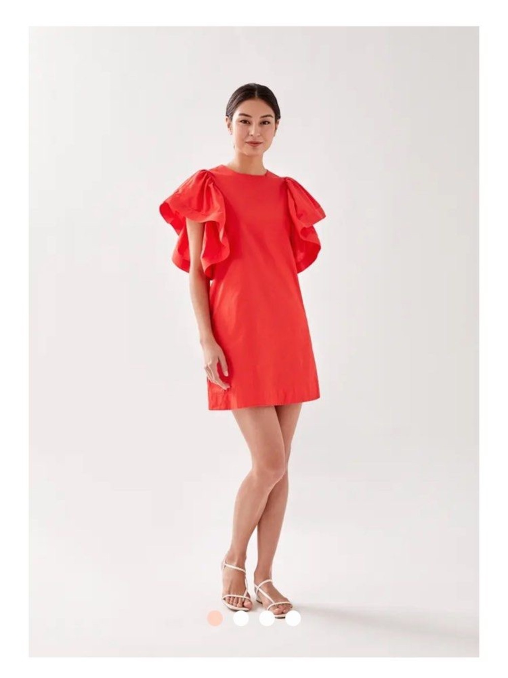 Ruffled Sleeve Shift Dress - Coral